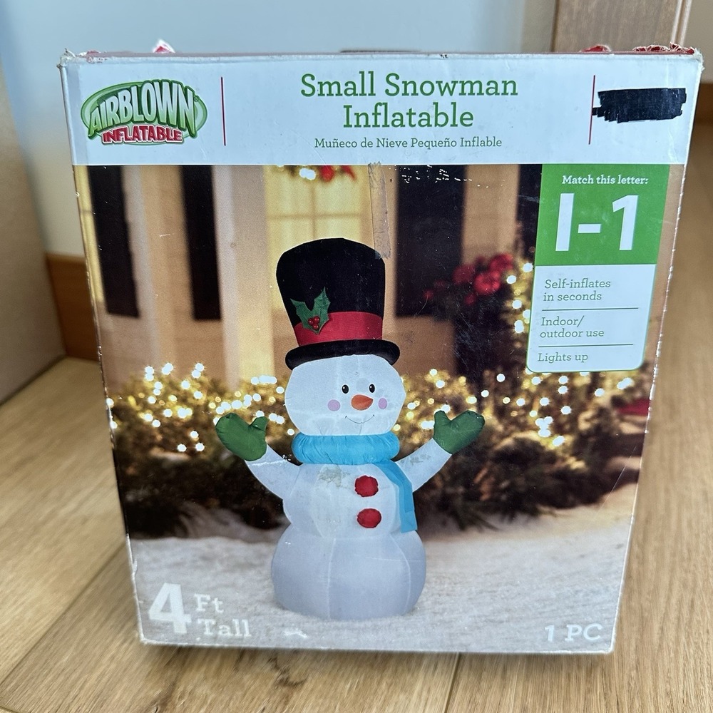 RARE Gemmy Airblown Inflatable Small Christmas Snowman 4 Ft New Open Box‎ READ